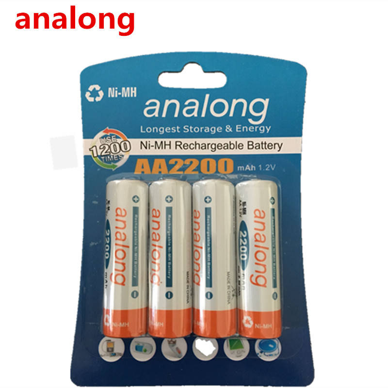 Analong 2a AA Аккумуляторная батарея 1,2 V AA2200mAh Ni-MH предварительно Заряженная аккумуляторная батарея 2A Baterias для камеры