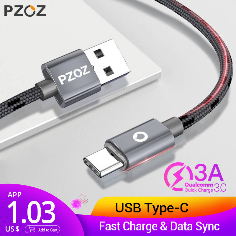 PZOZ Тип usb C Быстрая зарядка usb c Тип-c данных телефон Зарядное устройство для Ipad pro samsung S9 S8 plus примечание 9 pocophone F1 Xiaomi Mi 8 mi9 a2 mix 3 redmi note 7 huawei P10 шнур для зарядки телефона кабель