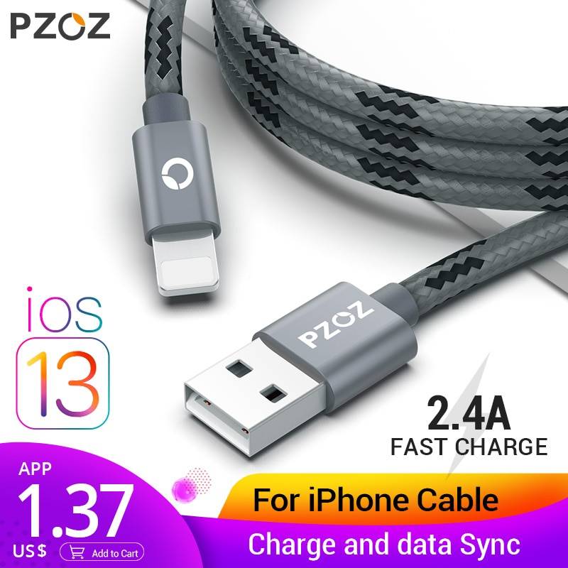 PZOZ кабель usb для кабеля iphone Xs max Xr X 8 7 6 плюс 6s 5 5s 5c se s iphone6 ipad 2018 air mini 4 данные быстрый зарядное устройство кабель 2m освещения мобильный телефон зарядка адаптер плоский Кабели usb 3.0 шнур