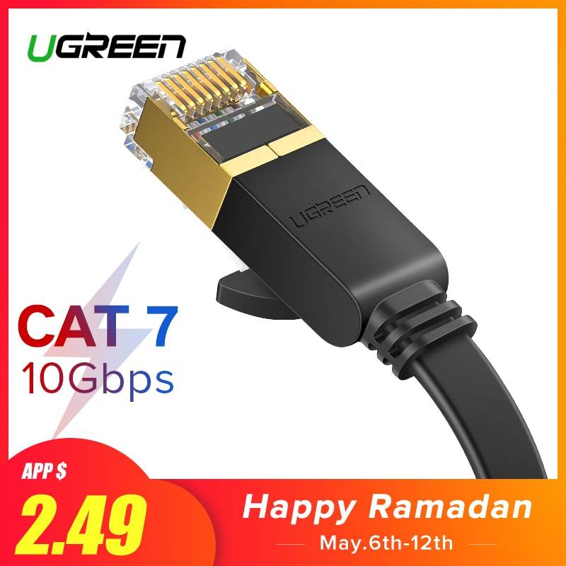 Ugreen Cat7 кабель Ethernet RJ45 Cat 7 сетевой плоский сетевой кабель RJ45 патч-корд 1 м/5 м/ 10 м/20 м для ПК Router ноутбук кабель ethernet