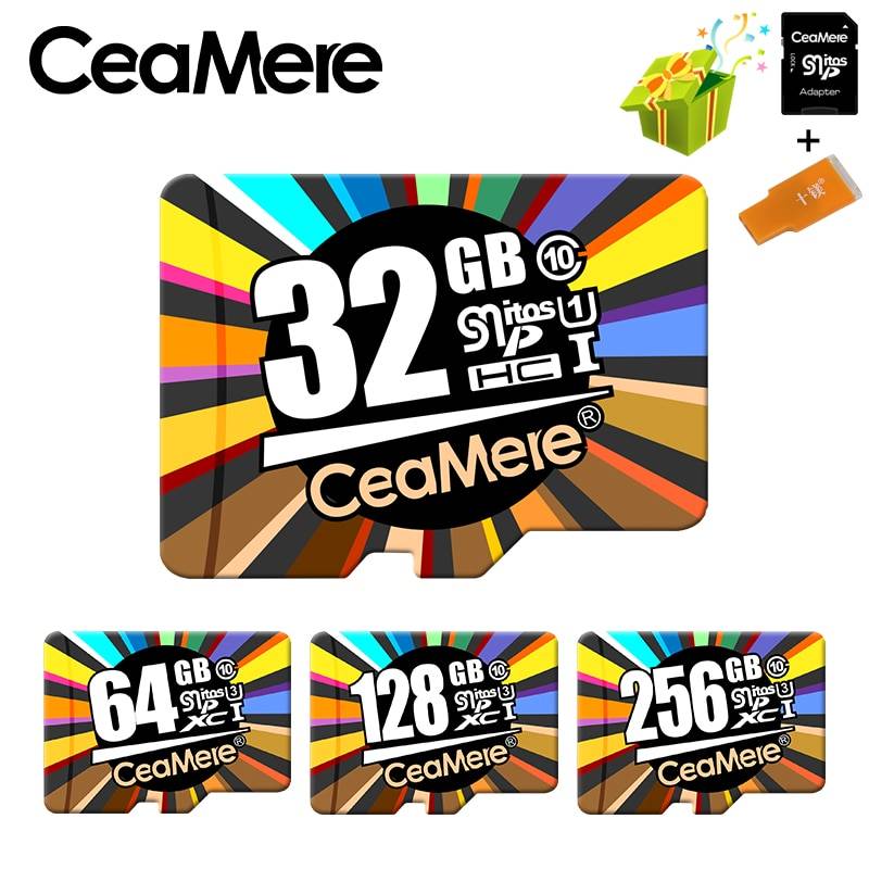 CeaMere карты памяти 256 GB 128 GB 64 GB U3 UHS-3 32 GB Micro sd Card Class10 UHS-1 флэш-карты памяти Microsd TF/sd карты s для планшета