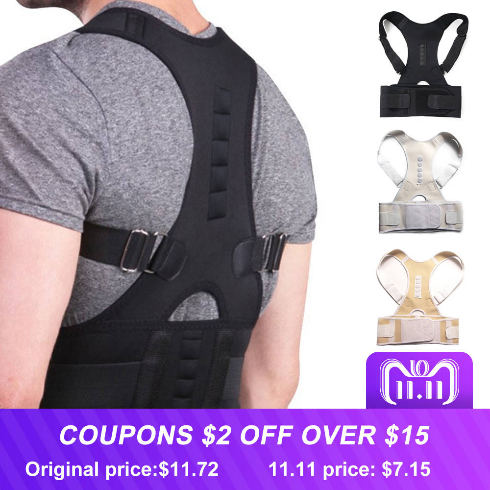 Мужской Женский Регулируемый магнитный Корректор осанки корсет назад Brace Back Belt поясничная поддержка корректор для выпрямления de espalda S-XXL