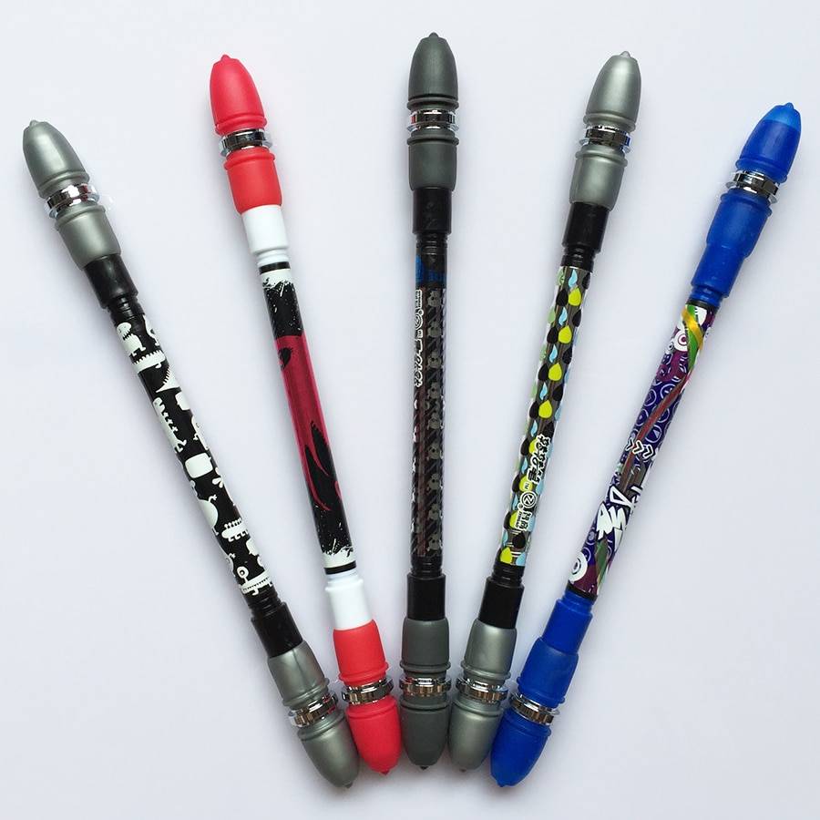 Нескользящие скручивания ручка для пенспиннинга спиннинг Trick Rolling шариковая ручка синие чернила пополнения палец игры матирующий ручка школы офис набор