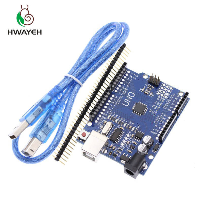 HWAYEH высокое качество один Комплект UNO R3 CH340G + MEGA328P Чип 16 МГц для Arduino UNO R3 макетная плата + USB кабель