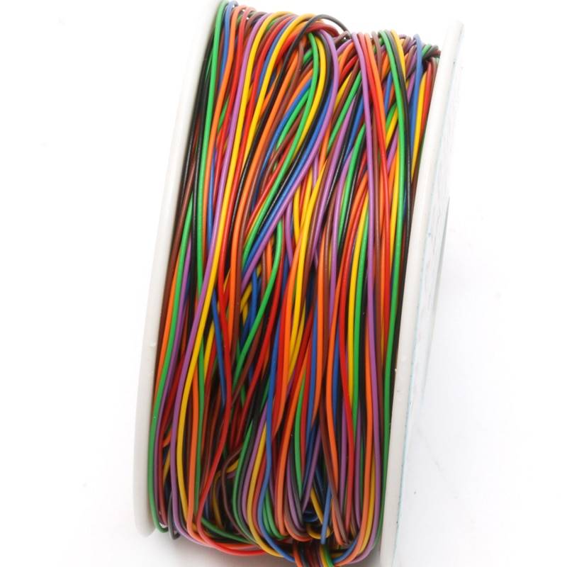 Один рулон 8 цветов 30AWG провод оберточная проволока, луженая медь твердая, ПВХ изоляция