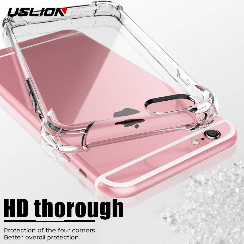 USLION противоударный защитный прозрачный чехол для iPhone 11 Pro Max XS Max XR X 8 7 6 6s Plus 5 5S SE, прозрачные чехлы для телефонов, чехол для подушки безопасности