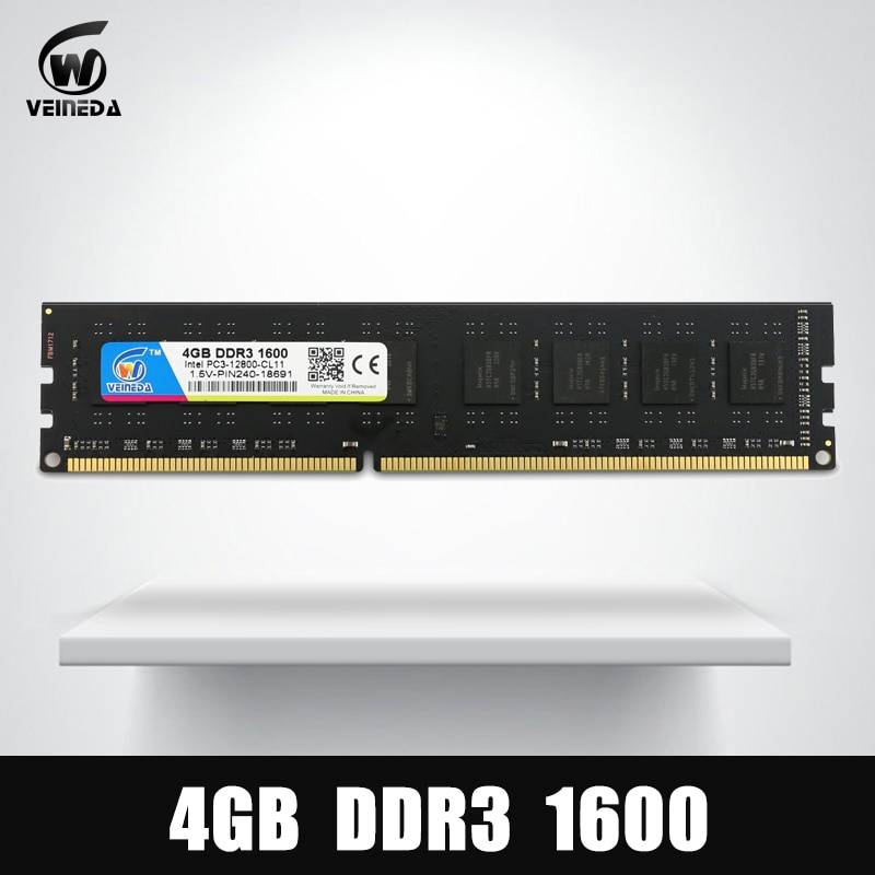 VEINEDA Dimm памяти DDR3 4 ГБ 1600 мГц Совместимость 1333 1066 ddr 3 4 ГБ PC3-12800 Memoria 240pin для всех AMD Intel Desktop