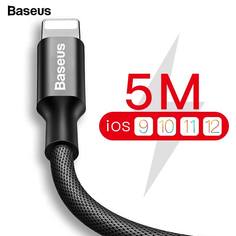 Usb-кабель Baseus для iPhone Xs Max Xr X 8 7 6 6s 5 5s iPad быстрое зарядное устройство кабель для мобильного телефона iPhone провод шнур 3 м 5 м