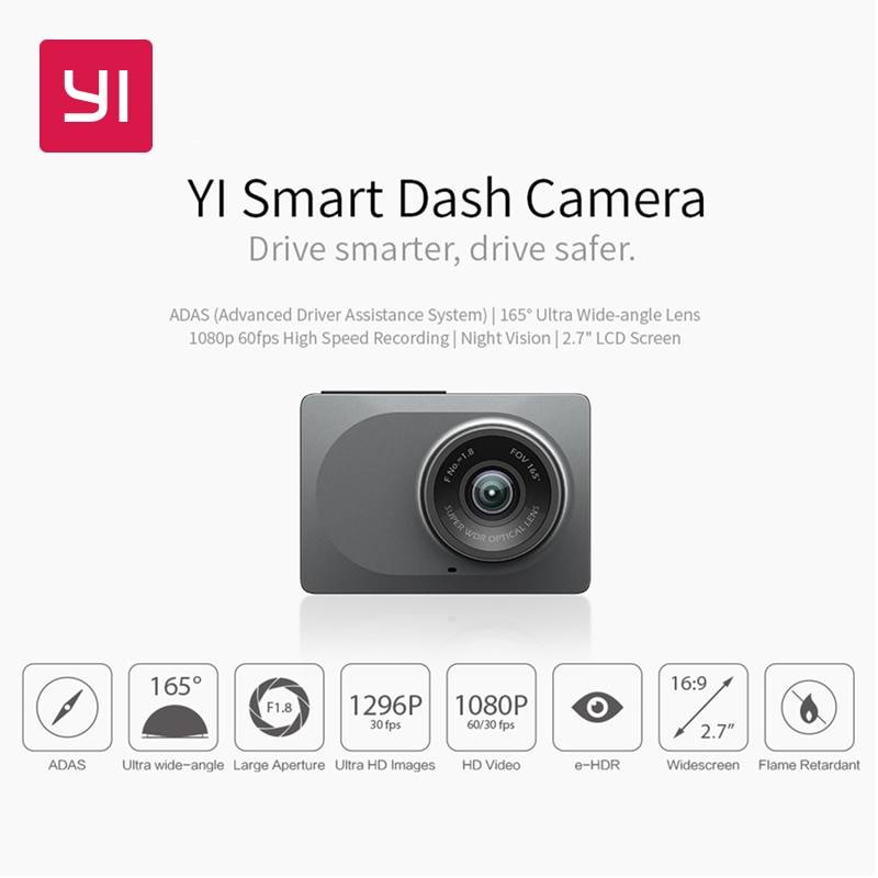 Видеорегистратор YI Smart Dash Camera HD | Беспроводное подключение  Wi-Fi Угол обзора 165 градусов Запись видео
