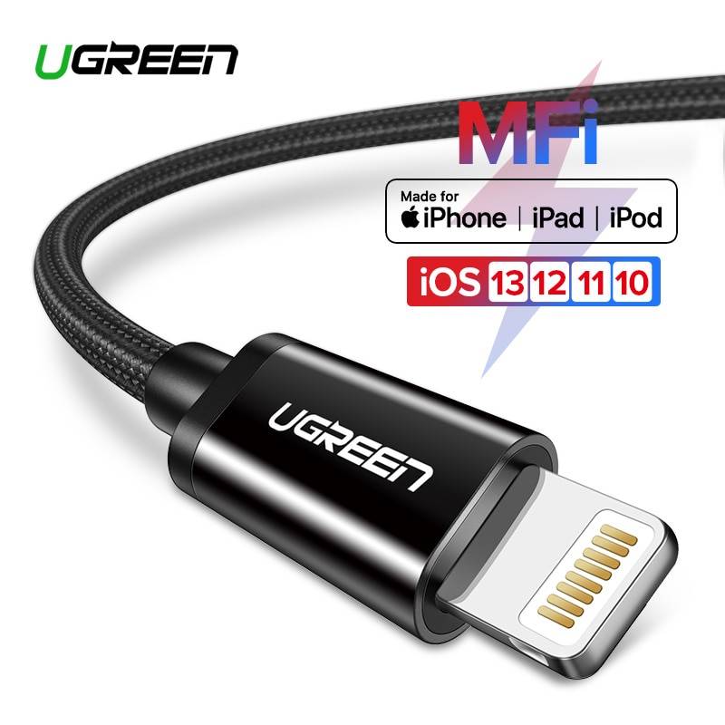 Ugreen 2.4a Lightning MFi USB кабель для iPhone 7 6 5 быстро Зарядное устройство USB кабель для iphone 8X5 5S iPad Ipod зарядки шнур