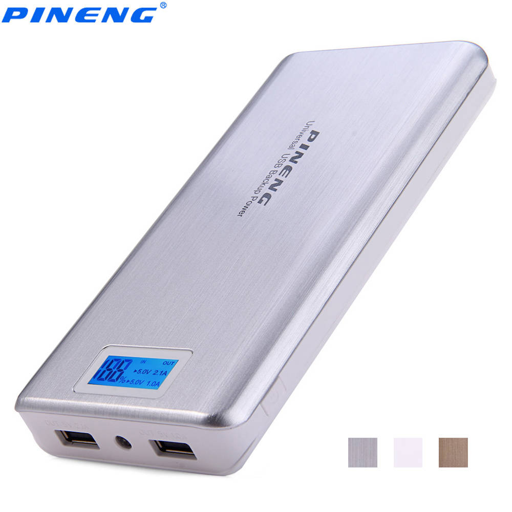 внешний аккумулятор для телефона PINENG PN 999 20000 мАч пауэр банк 2 USB входа  ЖК дисплей