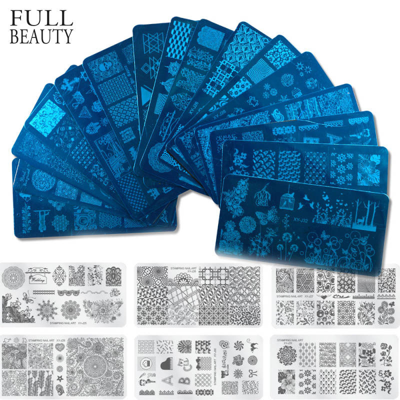12x6 см 16 видов конструкций цветок мультфильм кружева Сделай Сам лак Штамповка ногтей штамп шаблоны Маникюр трафареты для ногтей инструмент для переноса XYJ17-32