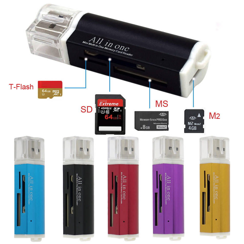 Multi все в 1 Micro USB 2,0 Устройство чтения карт памяти адаптера для Micro SD, SDHC TF M2 MMC MS PRO DUO Card Reader горячая Распродажа 2017