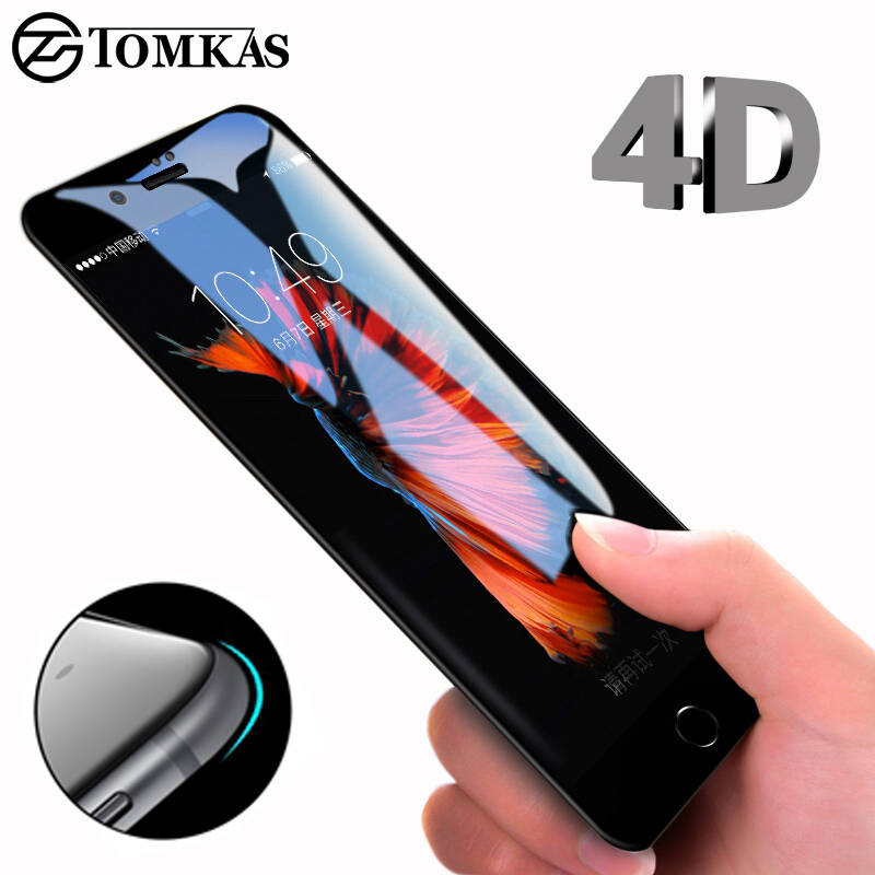 4D круглый изогнутый край закаленное Стекло для iPhone 6 6s плюс 7 8 X полное покрытие Защитная Премиум 4D Экран протектор TOMKAS