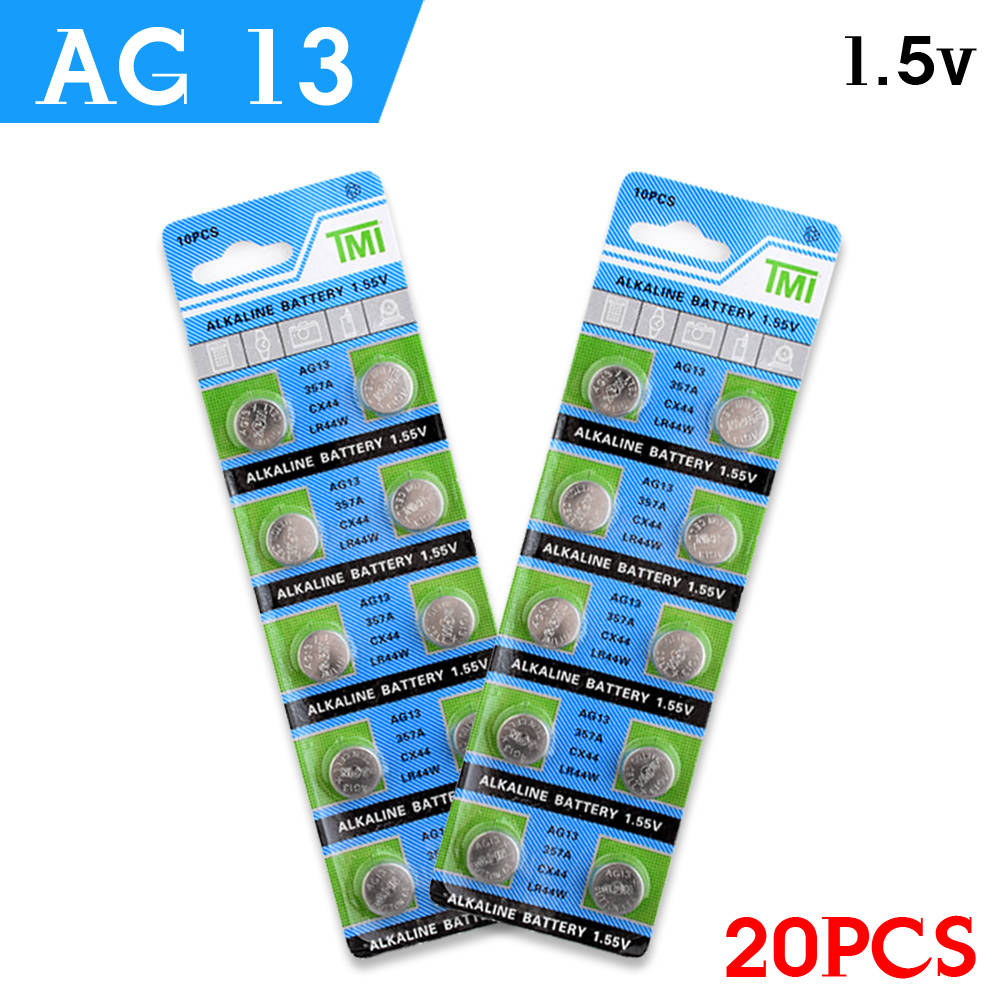 Ycdc поле 20 штук AG13 + Самые низкие цены + 1.5 В Батарея LR44 L1154 RW82 RW42 SR1154 SP76 A76 357A AG13 SR44 AG 13 лития монета Батарея