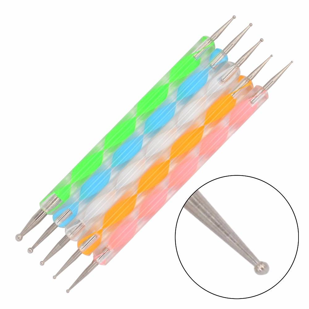 5 шт./упак. Professional Nail Art Tool 2 способа Swirl мраморной стали Dotting Pen 19