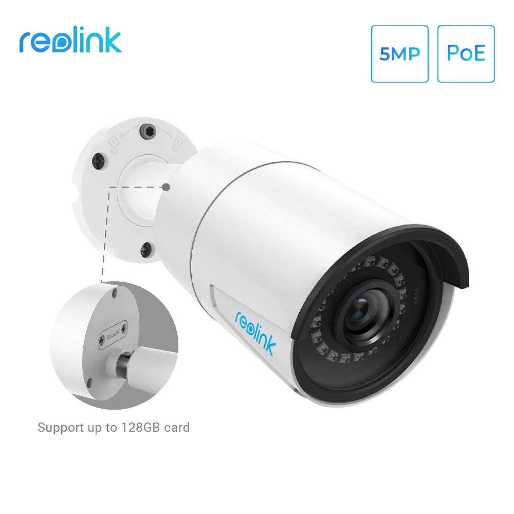 Reolink outdoor ip camera 5MP PoE waterproof Infrared night vision SD card slot Onvif bullet home video surveillance RLC-410