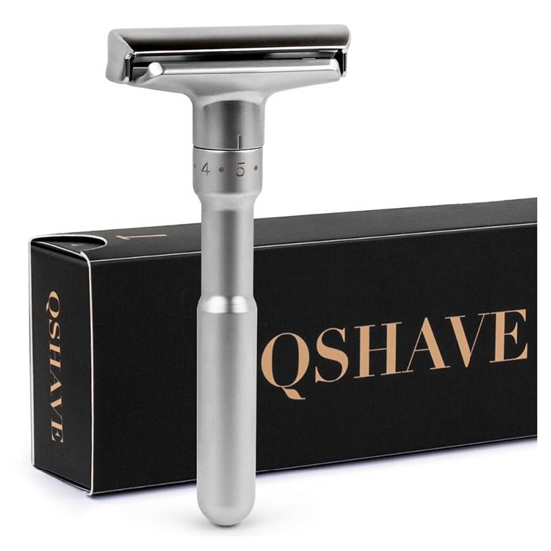 QSHAVE Регулируемая Безопасная бритва с двойным краем, классика, мужское бритье, мягкое и агрессивное, 1-6, бритва для удаления волос с 5 лезвиями