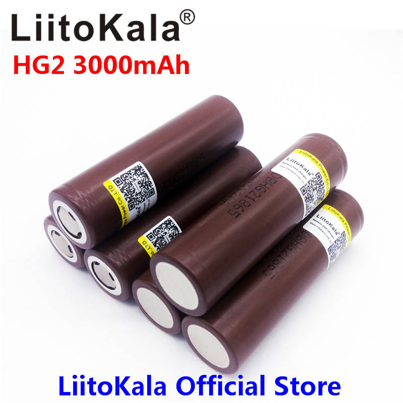 LiitoKala для LG HG2 18650 18650 3000 мАч электронная сигарета Перезаряжаемые аккумулятора высокий разряд, 30A большой ток