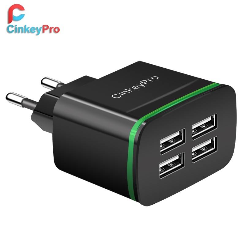 Cinkeypro USB Зарядное устройство для iPhone Samsung Android 5 В 4A 4-Порты мобильный телефон Универсальный Быстрая зарядка свет сетевой адаптер