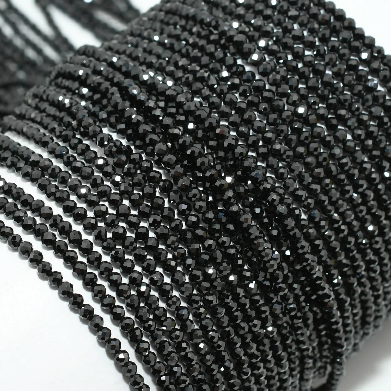 Черные граненые бусины из шпинели GENUINSTONE 2 мм, 3 мм, 4 мм