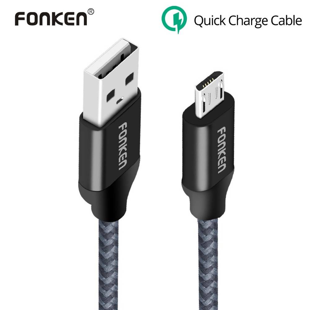 Fonken Micro USB кабель Quick Зарядное устройство кабель 2128AWG QC3.0 2.4A быстрой зарядки нейлон шнура данных для Мощность Bank мобильный телефон кабели