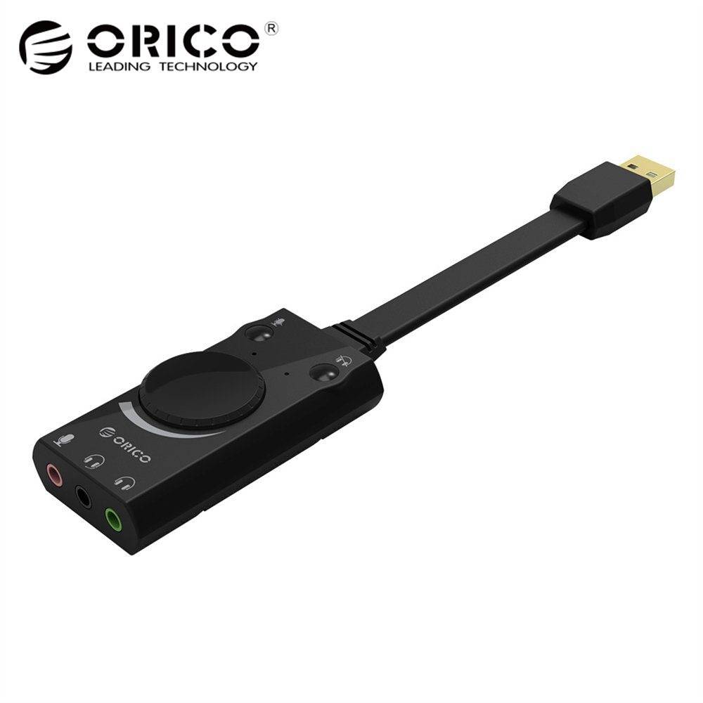 ORICO внешняя звуковая карта USB стерео микрофон Динамик гарнитура Audio Jack 3,5 мм Кабель-адаптер отключения звука регулировки громкости Бесплатная диск