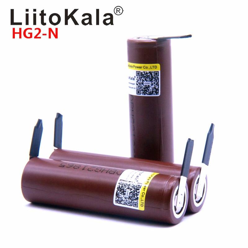 Аккумулятор LiitoKala HG2 18650 3000 мАч, высокий разряд, высокий ток 30 А, перезаряжаемая батарея, ручное никелирование, 2019