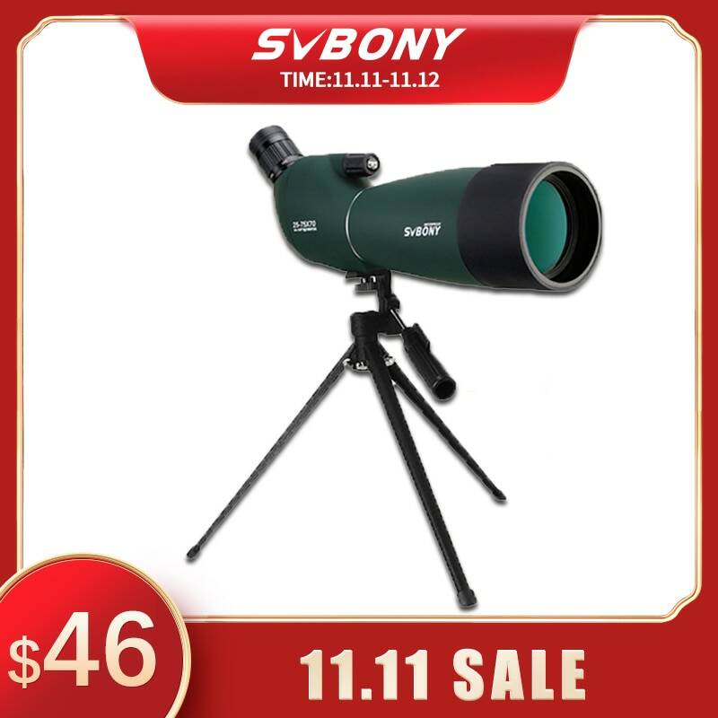 SVBONY SV28 телескоп 25-75x70 Зрительная труба Монокуляр мощный бинокль Bak4 Prism FMC объектив водонепроницаемый w/Штатив для охоты