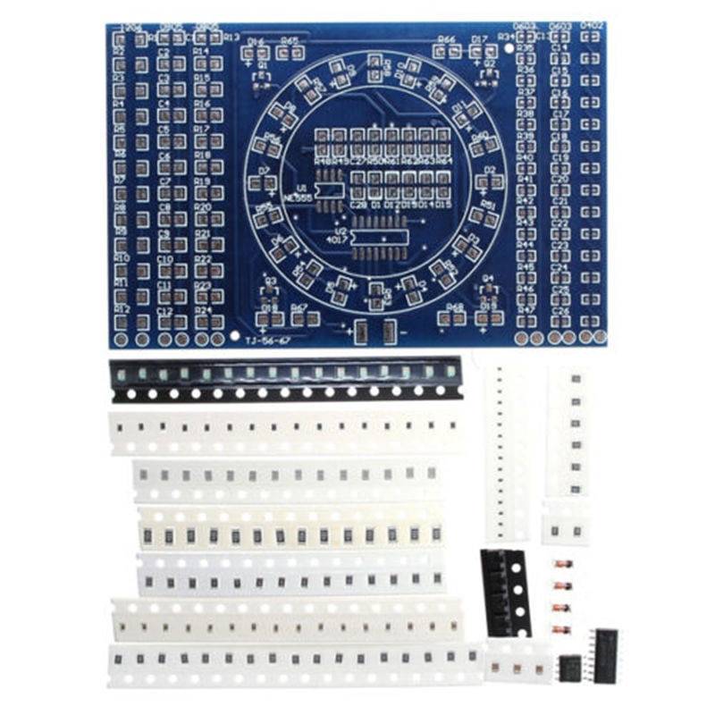 CD4017 вращающийся светодиодный SMD NE555 паяльная доска практика DIY Kit Fanny Skill обучение электронный костюм