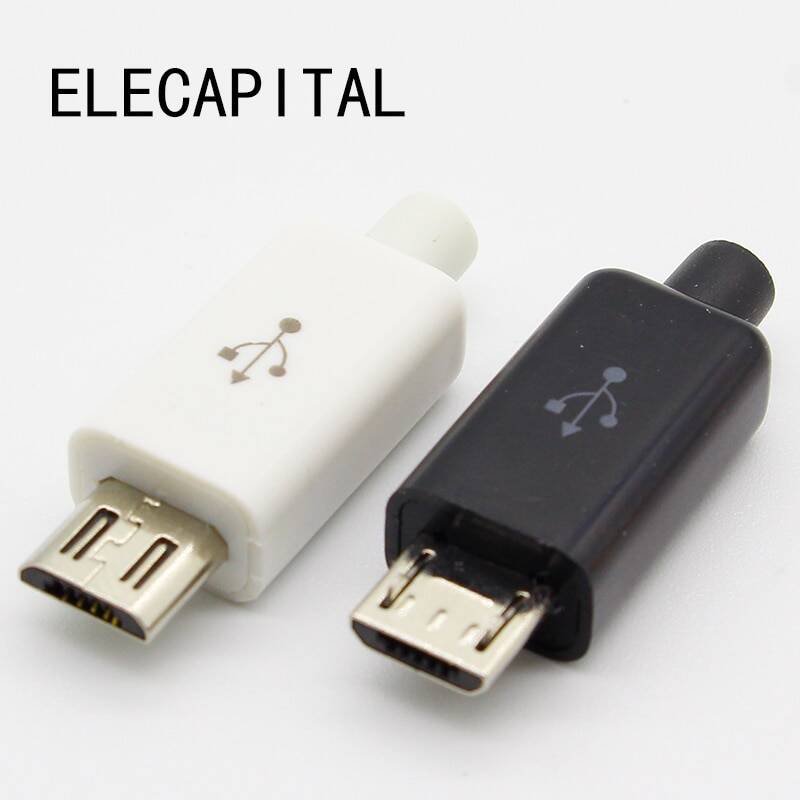 Разъемы Micro USB 5Pin для зарядки 4 в 1, белый, черный, 10 шт.