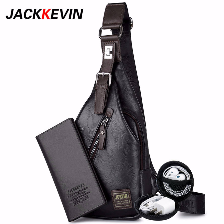 Jackkewin Мужская модная сумка через плечо Theftproof вращающаяся кнопка открытая кожаная нагрудная мужская сумка сумки на плечо нагрудная сумка