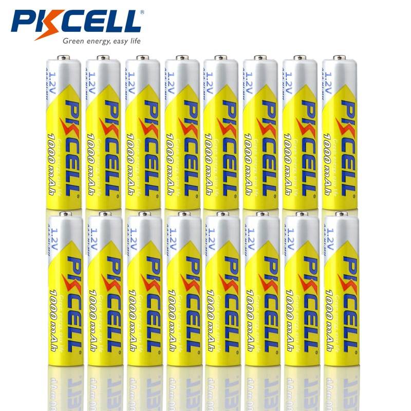 16 шт./лот PKCELL высокая энергия 1,2 в 1000 мАч NiMh AAA аккумуляторная батарея Ni-MH 3A батареи Battria