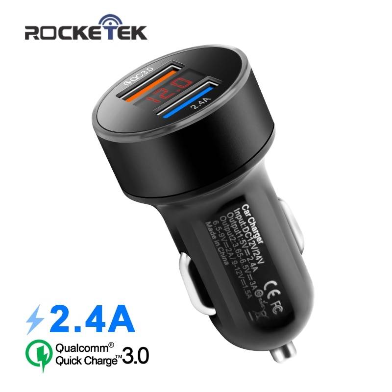 Rocketek мини двойной зарядное устройство usb 3.1A 5 V ЖК-дисплей Дисплей Универсальный телефон автомобиль Зарядное устройство для Xiaomi samsung S8 iPhone X 8 Plus Tablet