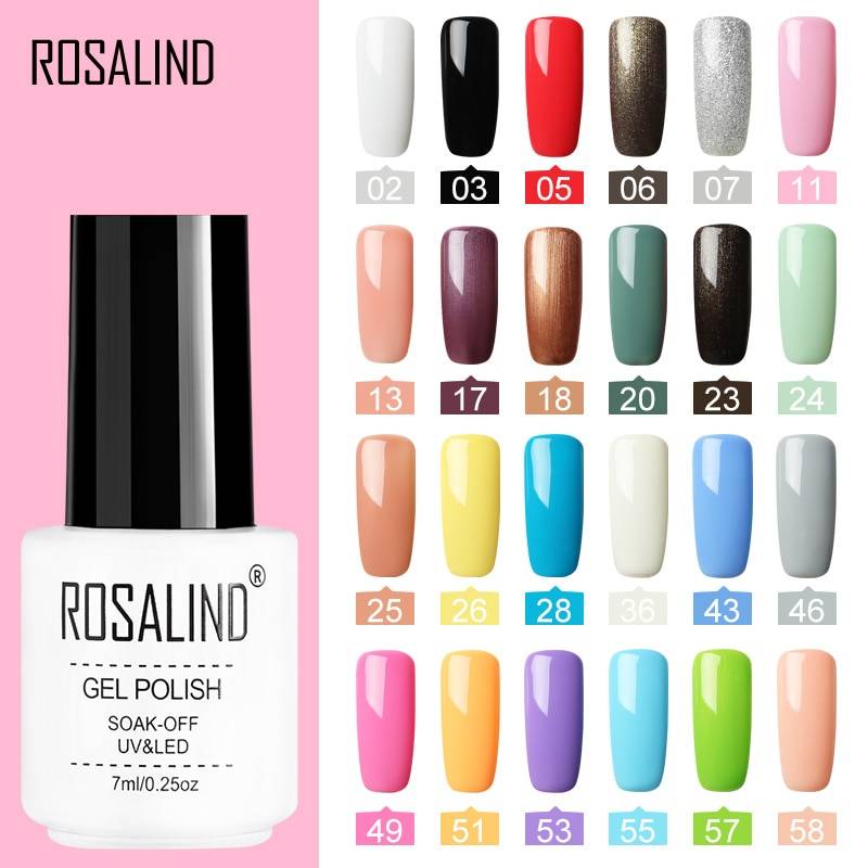 ROSALIND лак для ногтей Гибридный лак Гель-лак УФ Цвет Vernis полу Перманентный гель маникюр праймер верхнее покрытие Блеск Дизайн ногтей