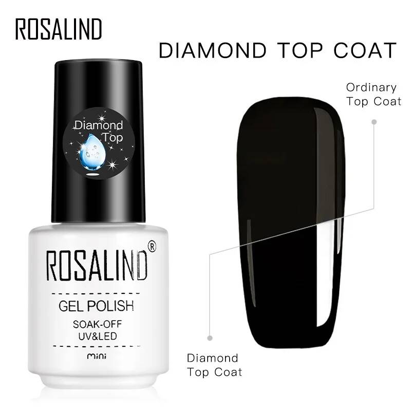 ROSALIND Top Base Coat Гель-лак UV Shiny Sealer Soak off Reinforce 7 мл Длительный гель для дизайна ногтей Маникюрный гель Lak Varnish Primer