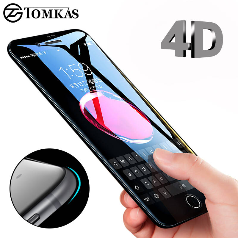 TOMKAS 4D край закаленное Стекло для iPhone 7 8 плюс полное покрытие круглой защитной Экран протектор для iPhone 6 7 плюс X Стекло