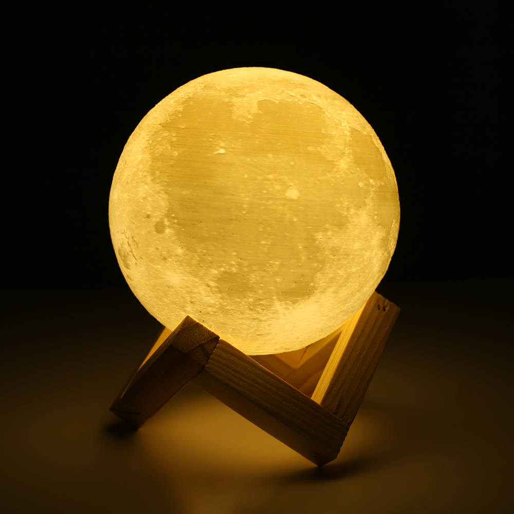 Перезаряжаемые 3D печать Луны лампы 2 Цвет изменить сенсорный переключатель Спальня книжный шкаф ночник Домашний Декор креативный подарок