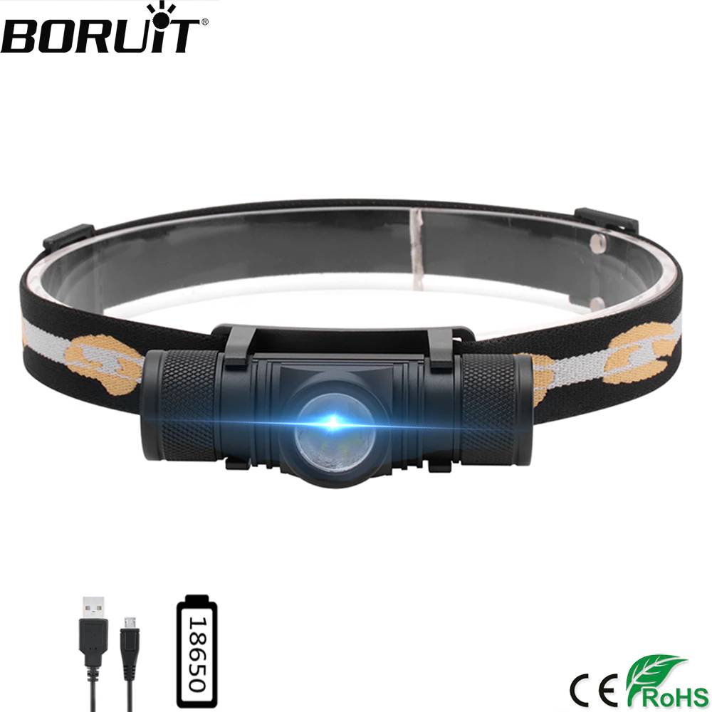 BORUiT D10 XM-L2 светодиодный налобный фонарь мощный 3000LM водонепроницаемый налобный фонарь USB Перезаряжаемый 18650 налобный фонарь для кемпинга и велоспорта