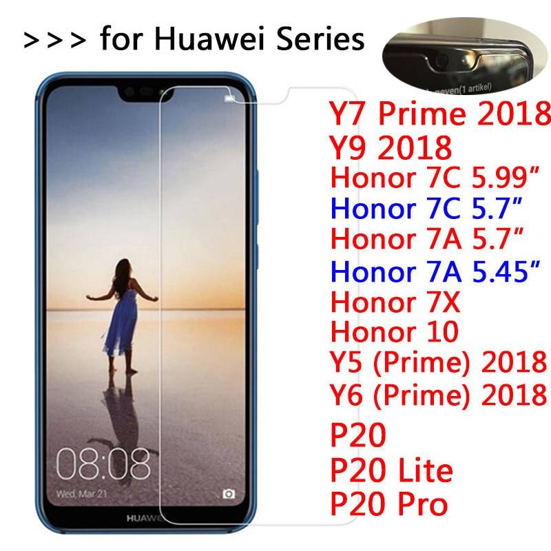 Закаленное стекло 9h для Huawei p20 Lite Pro Экран протектор для Honor 10 7X 7C 7A Pro Y5 Y6 Y7 премьер Y9 2018 защитная пленка glas