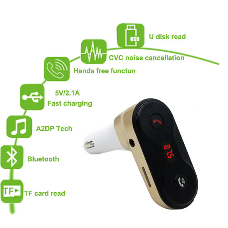 Беспроводной fm-передатчик модулятор Bluetooth Car Kit G7 Зарядное устройство обновление до C8 AUX громкой музыки мини MP3 плеер автомобиля стиль