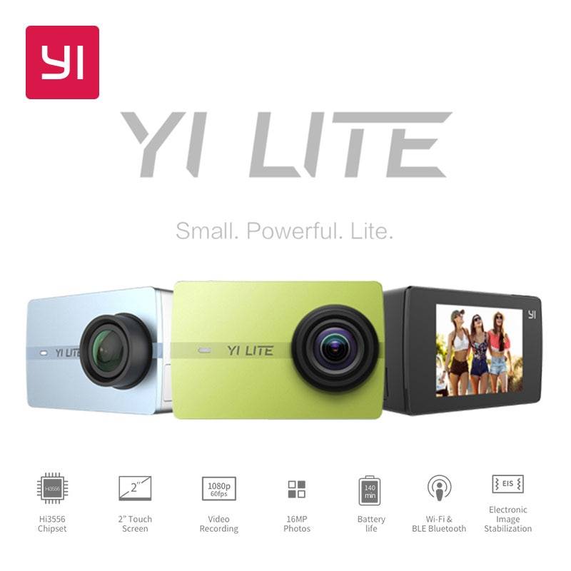 YI Lite действие Камера 16MP Настоящее 4 K Спорт Камера со встроенным WI-FI 2 дюйма ЖК-дисплей Экран 150 градусов Широкий формат объектив черный