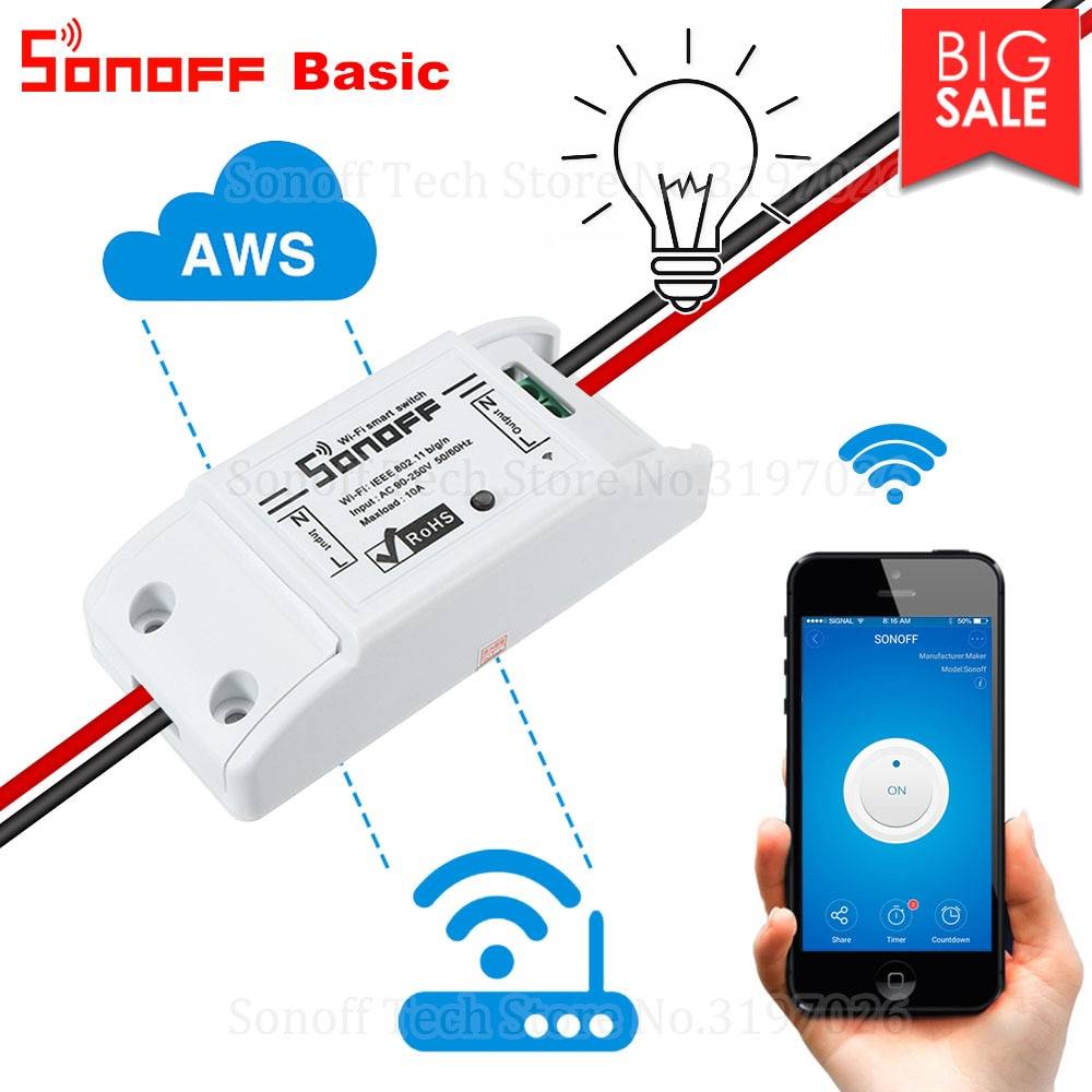 Itead Sonoff умный Wifi переключатель DIY умный беспроводной дистанционный переключатель Domotica Wifi выключатель света контроллер для умного дома работа с Alexa