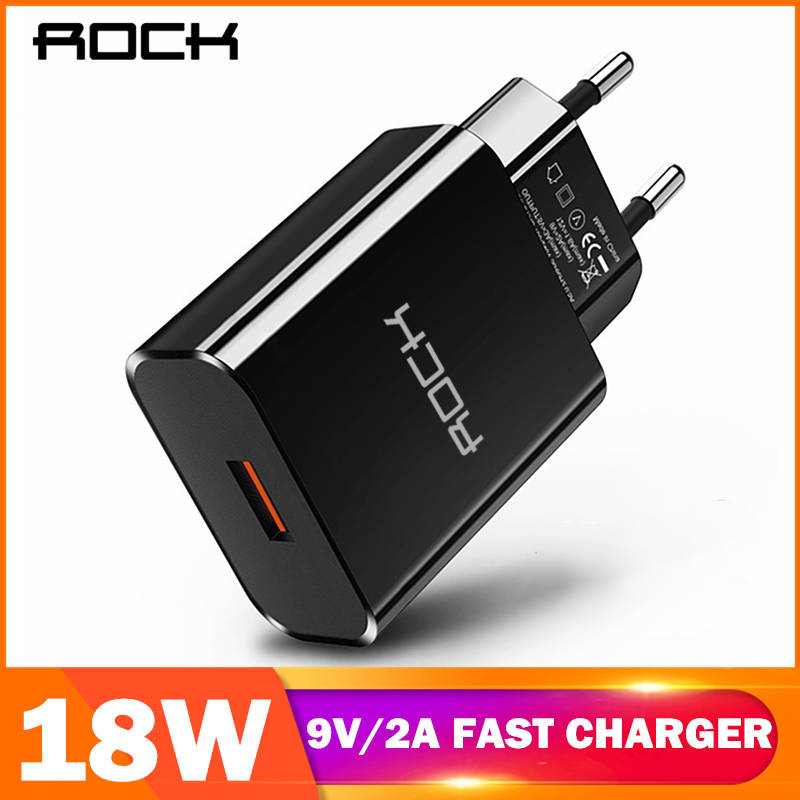 ROCK 18W QC 3,0 USB быстрое зарядное устройство для телефона дорожный настенный адаптер 18W QC3.0 FCP универсальный для Xiaomi iPhone samsung huawei EU Plug