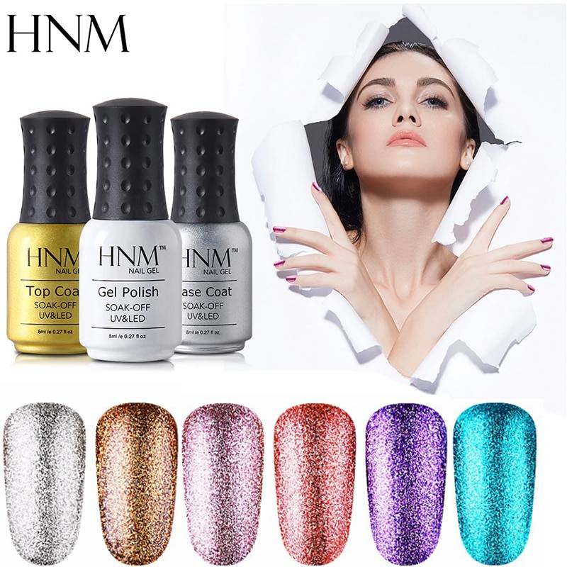 HNM Bling 8 мл УФ гель лак для ногтей гель-лак с блестками замочить от гель лак краски Gellak Gelpolish праймеры полу постоянный Лаки лак