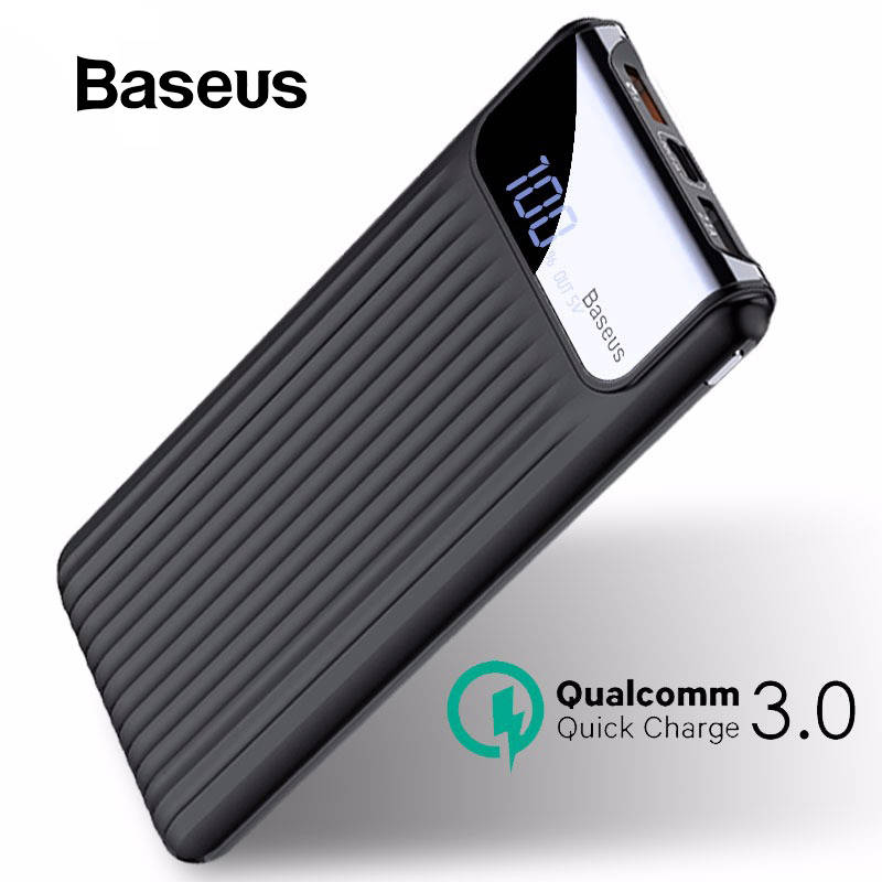 Baseus 10000 mAh Quick Charge 3,0 USB Мощность банка для iPhone X 8 7 6 samsung S7 Edg Xiaomi Внешний аккумулятор внешний аккумулятор для зарядки батарей QC3.0