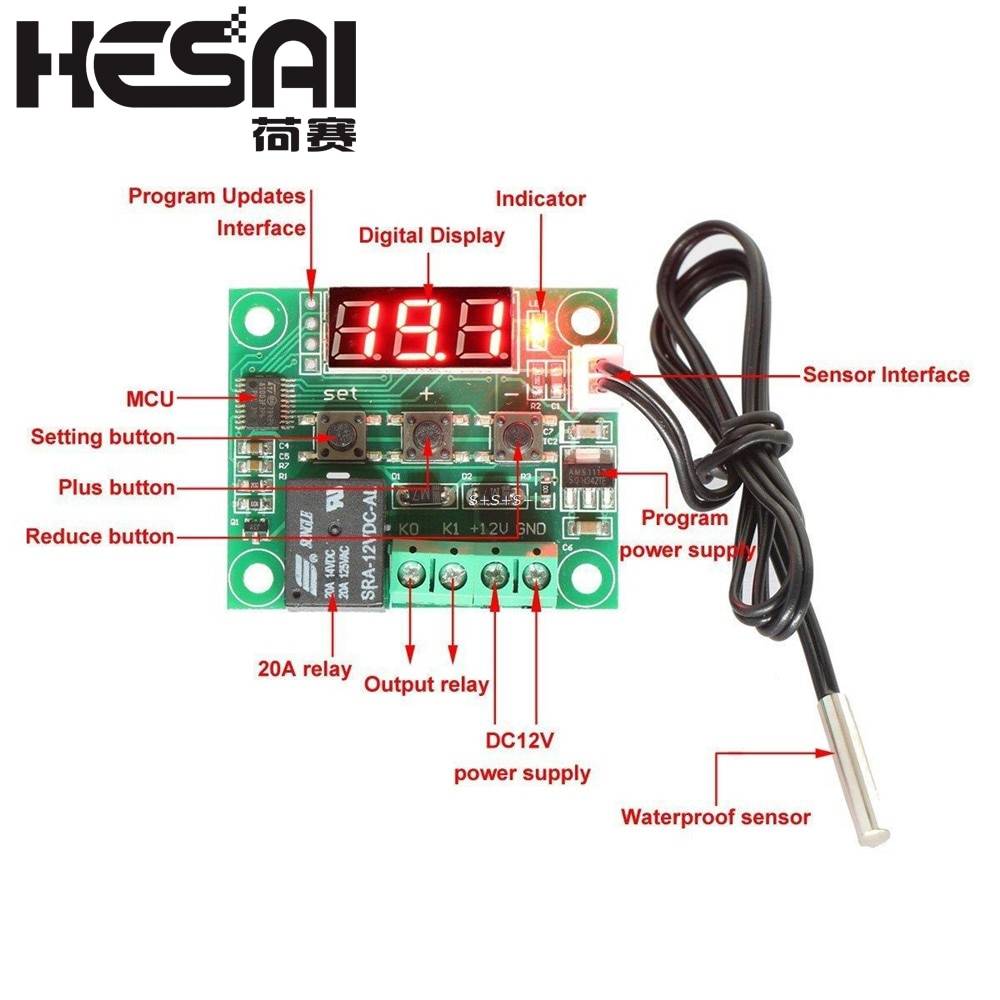 DC 12 В W1209 цифровой Прохладный/Тепло температура Термостат Термометр Температура контроллер вкл/выкл переключатель-50-110C + W1209 чехол акриловая коробка
