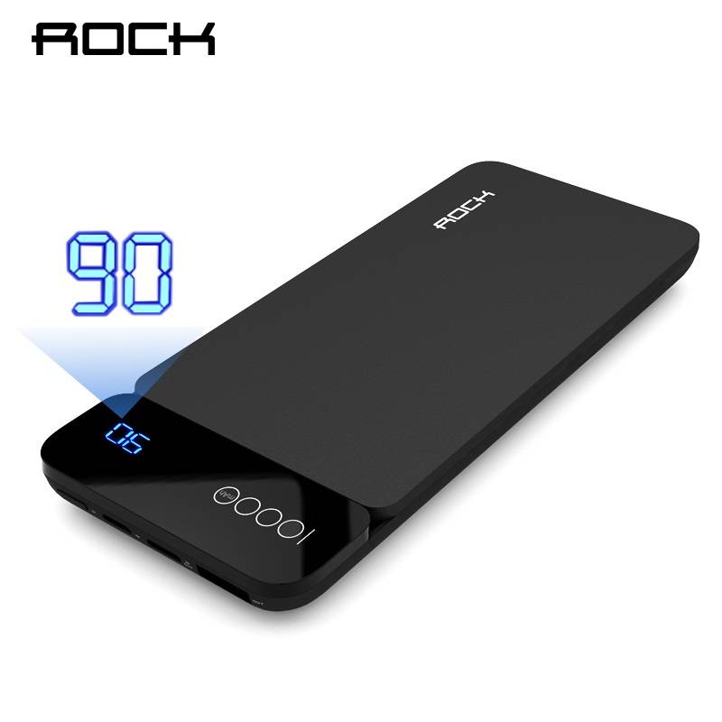 Рок Power Bank 10000 мАч с цифровым дисплеем Портативный внешний аккумулятор Тип C 5 В 3A Powerbank для iphone X samsung Xiaomi