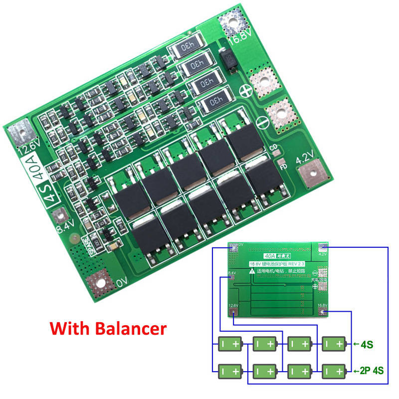 4S 40A Li-ion Lithium Battery 18650 Charger PCB BMS Protection Board with Balance For Drill Motor 14.8V 16.8V Lipo Cell Module