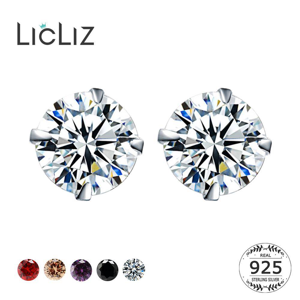 LicLiz 2019 925 пробы серебряные циркониевые бриллиантовые серьги-гвоздики для женщин круглые CZ цирконий хрустальные серьги ювелирные изделия Букле д 'Орель LE0285